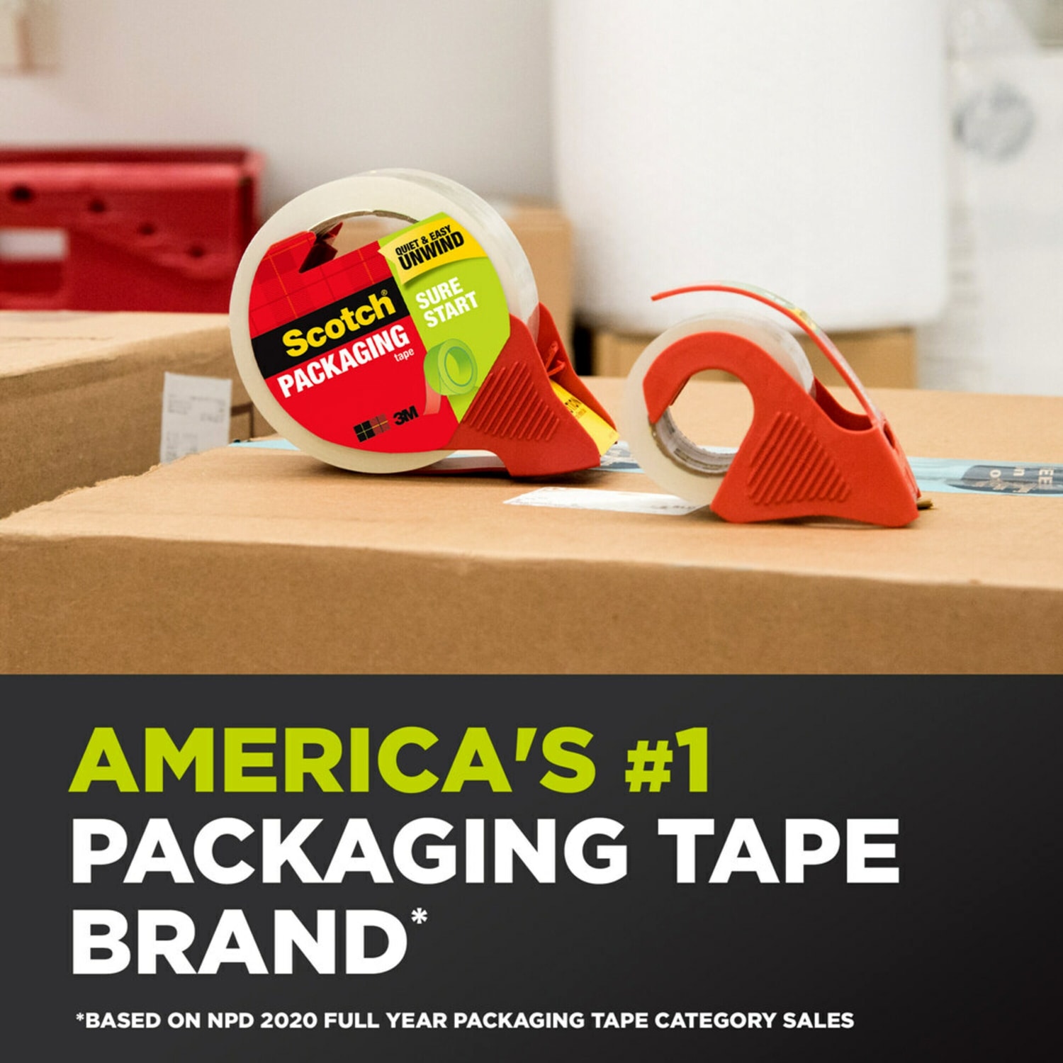 Scotch Sure Start Shipping Tape With Dispenser, 1-7/8in x 38.2 Yd., Clear - Image 5