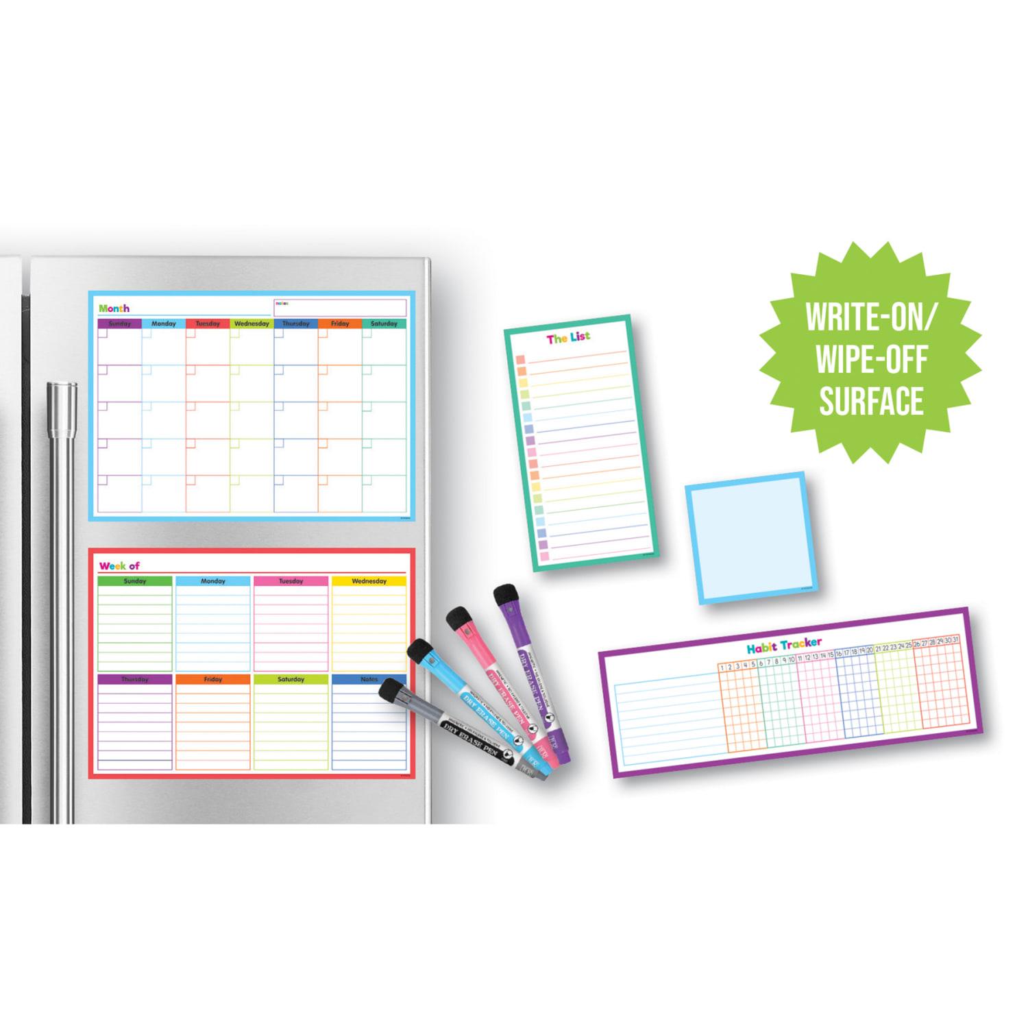 Teacher Created Resources Dry-Erase Magnetic 9-Piece Calendar Set, Colorful - Image 3