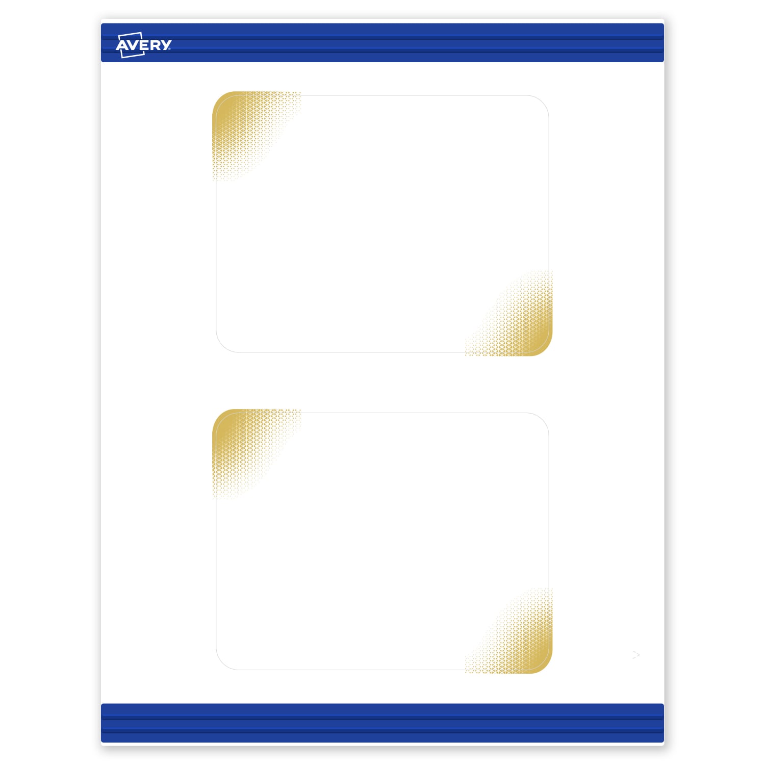 Avery Printable Postcards With Sure Feed Technology, 4-1/4in x 5-1/2in, Matte White With Preprinted Gold-Blush Pattern, Pack Of 20 - Image 3