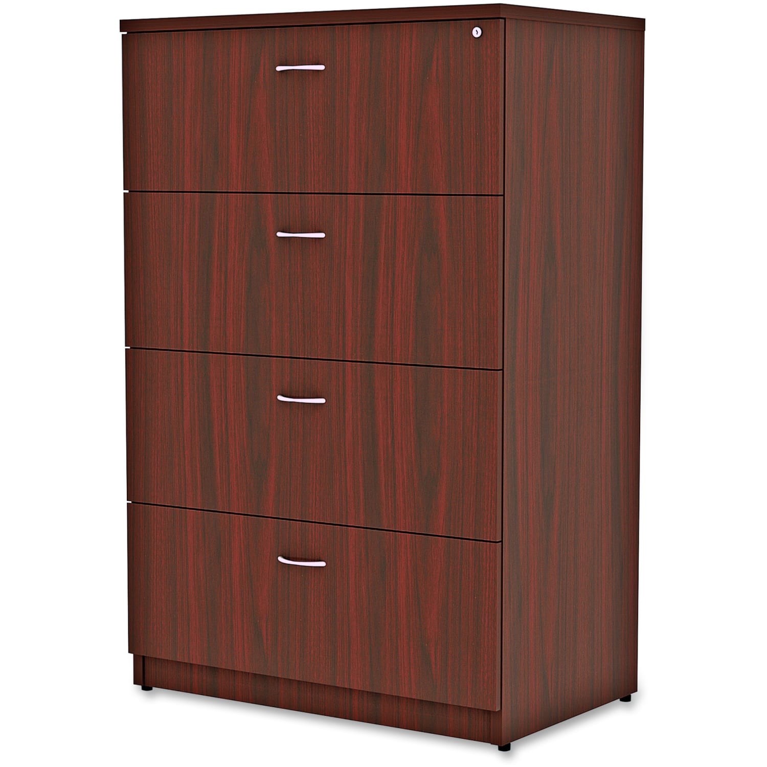 Lorell Essentials 35-1/2inW x 22inD Lateral 4-Drawer File Cabinet, Mahogany - Image 4