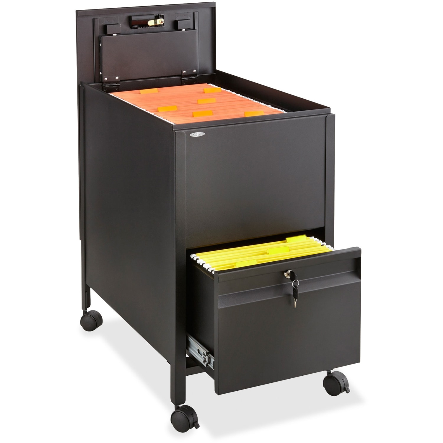 Safco Letter Tub File With Drawer, 28inH x 17inW x 25 3/4inD, Black - Image 3