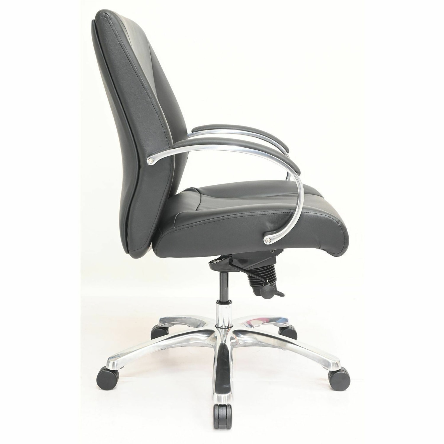 Lorell Pike Mid-Back Executive Chair - Mid Back - Black - Polyurethane - Armrest - 1 Each - Image 4