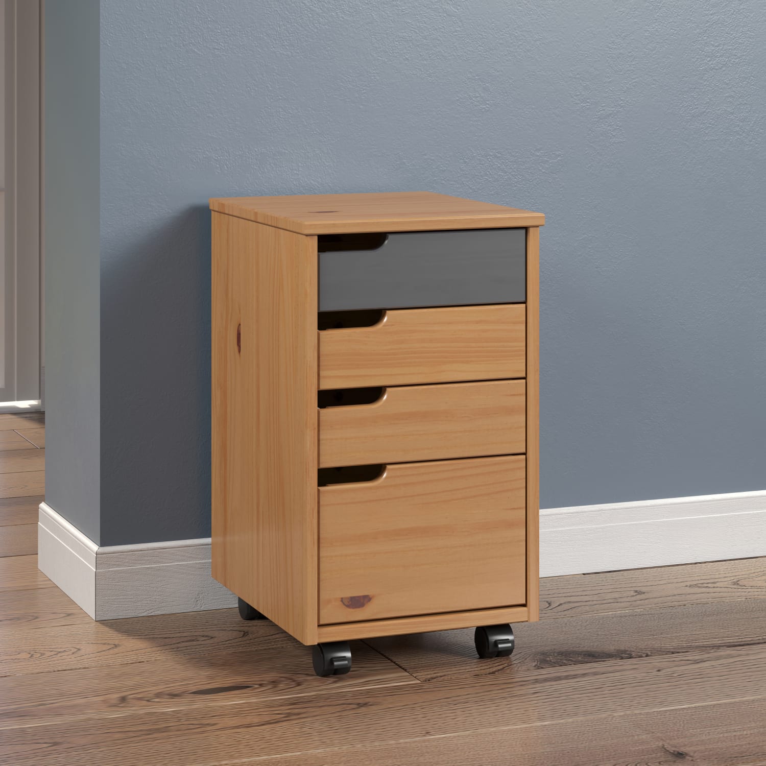 Trendfurn Mestre Roll Cart, 4 Drawers, 22in x 12-3/5in, Honey/Gray - Image 5