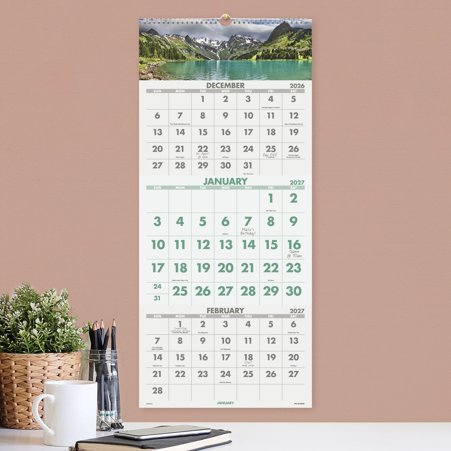 AT-A-GLANCE 2027 Scenic Three Month Wall Calendar, Large, 12in x 27in - Image 4