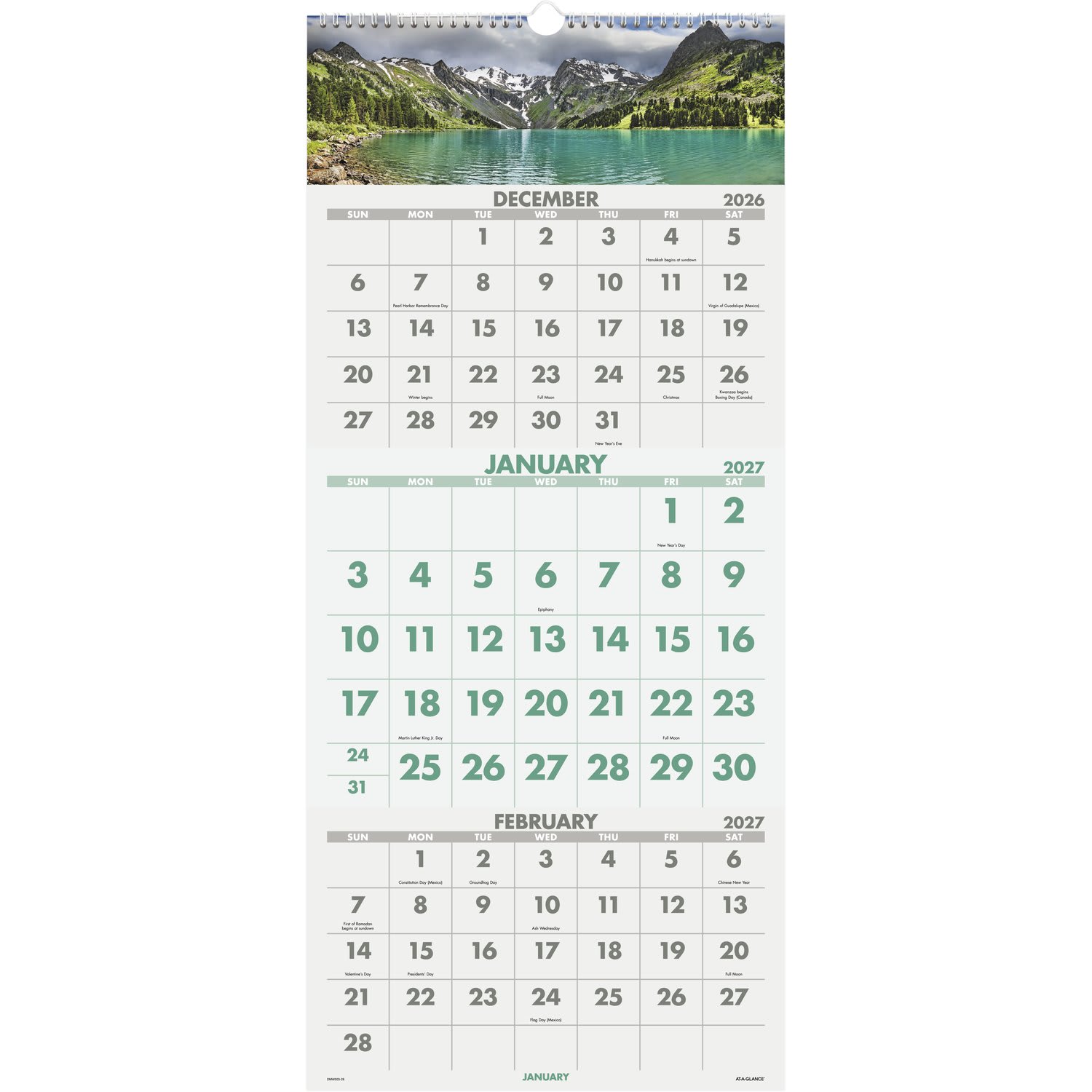 AT-A-GLANCE 2027 Scenic Three Month Wall Calendar, Large, 12in x 27in - Image 6