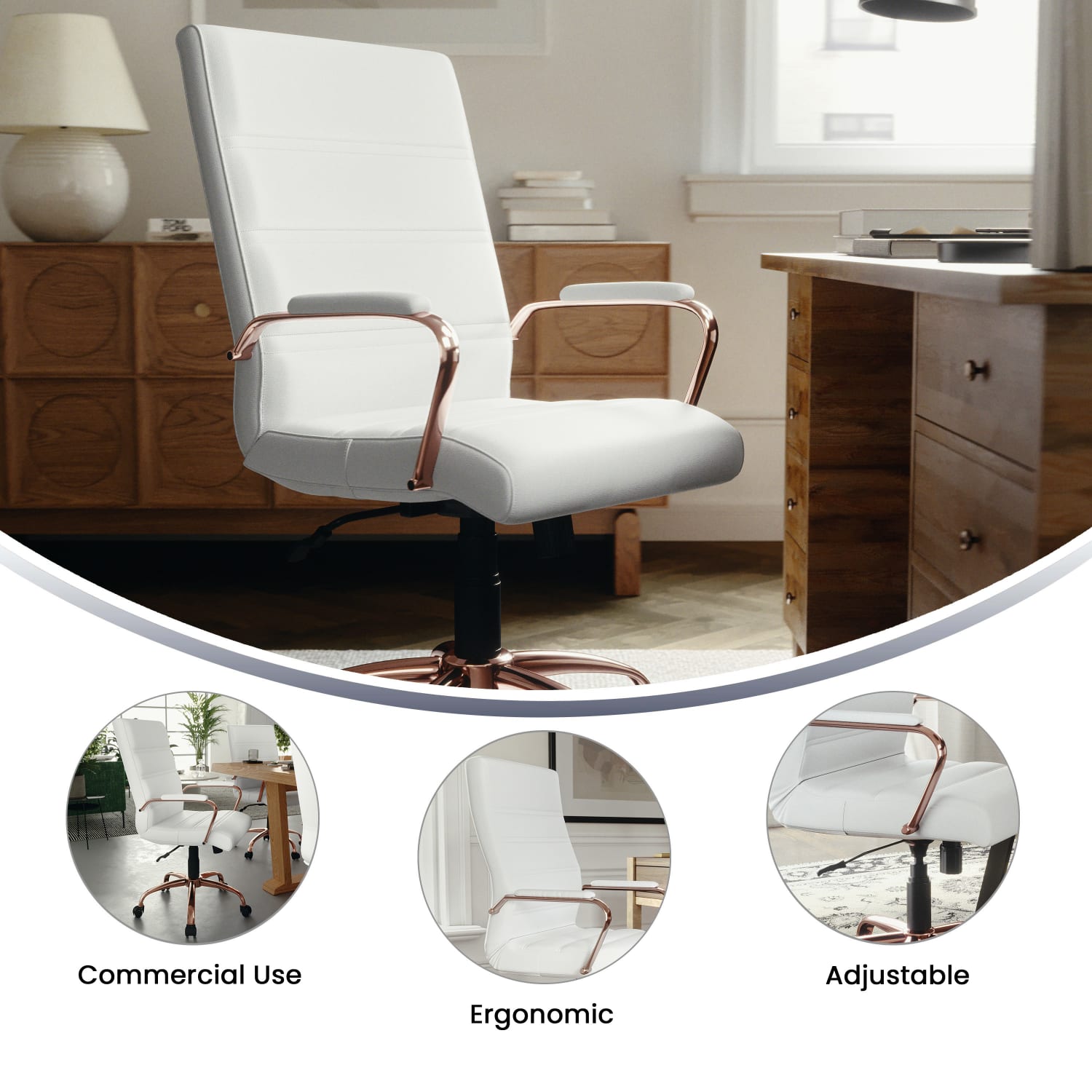 Flash Furniture LeatherSoft Faux Leather Mid Back Office Chair With Chrome Base And Arms WhitePink PopularChairscom
