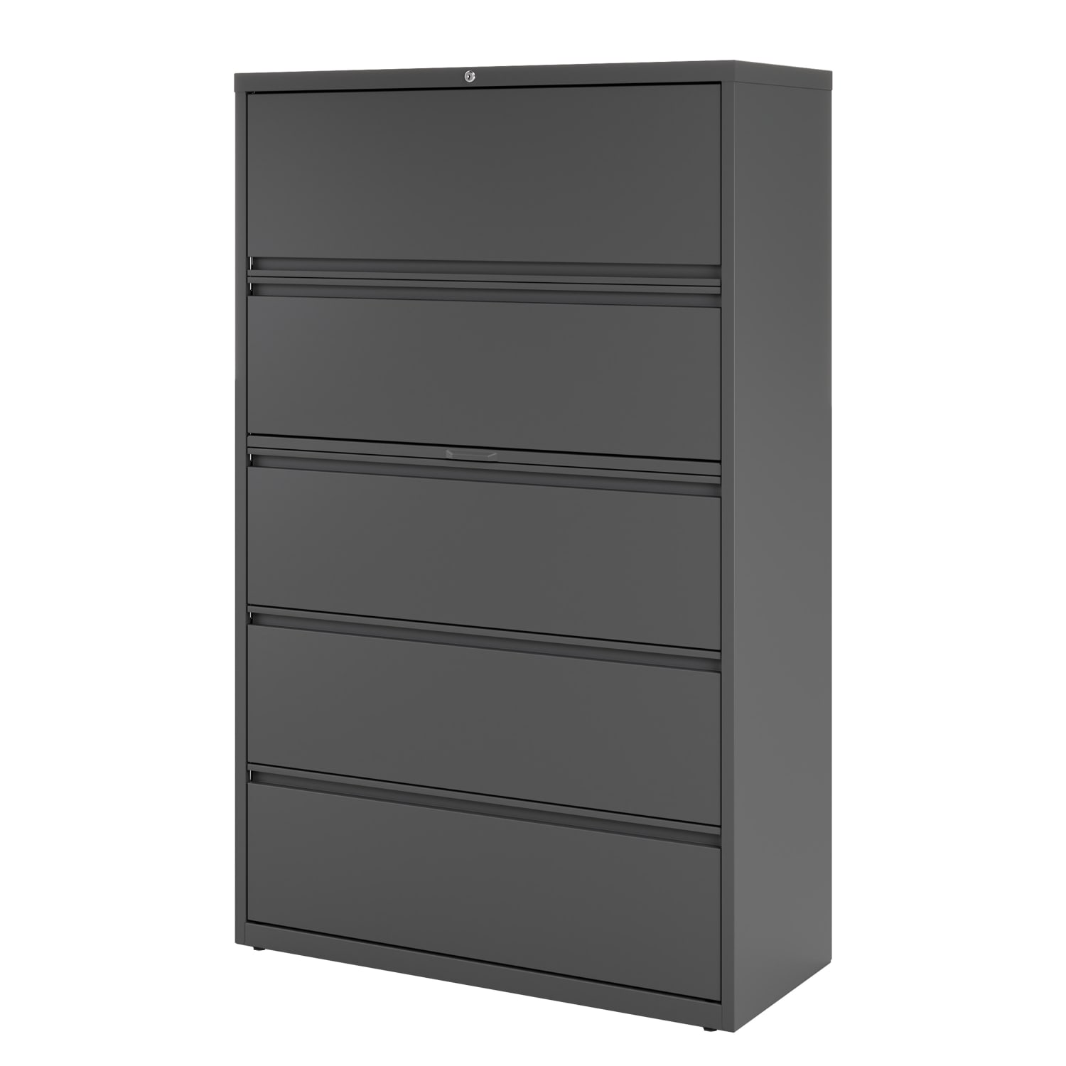 WorkPro 42inW x 18-5/8inD Lateral 5-Drawer File Cabinet, Charcoal - Image 4