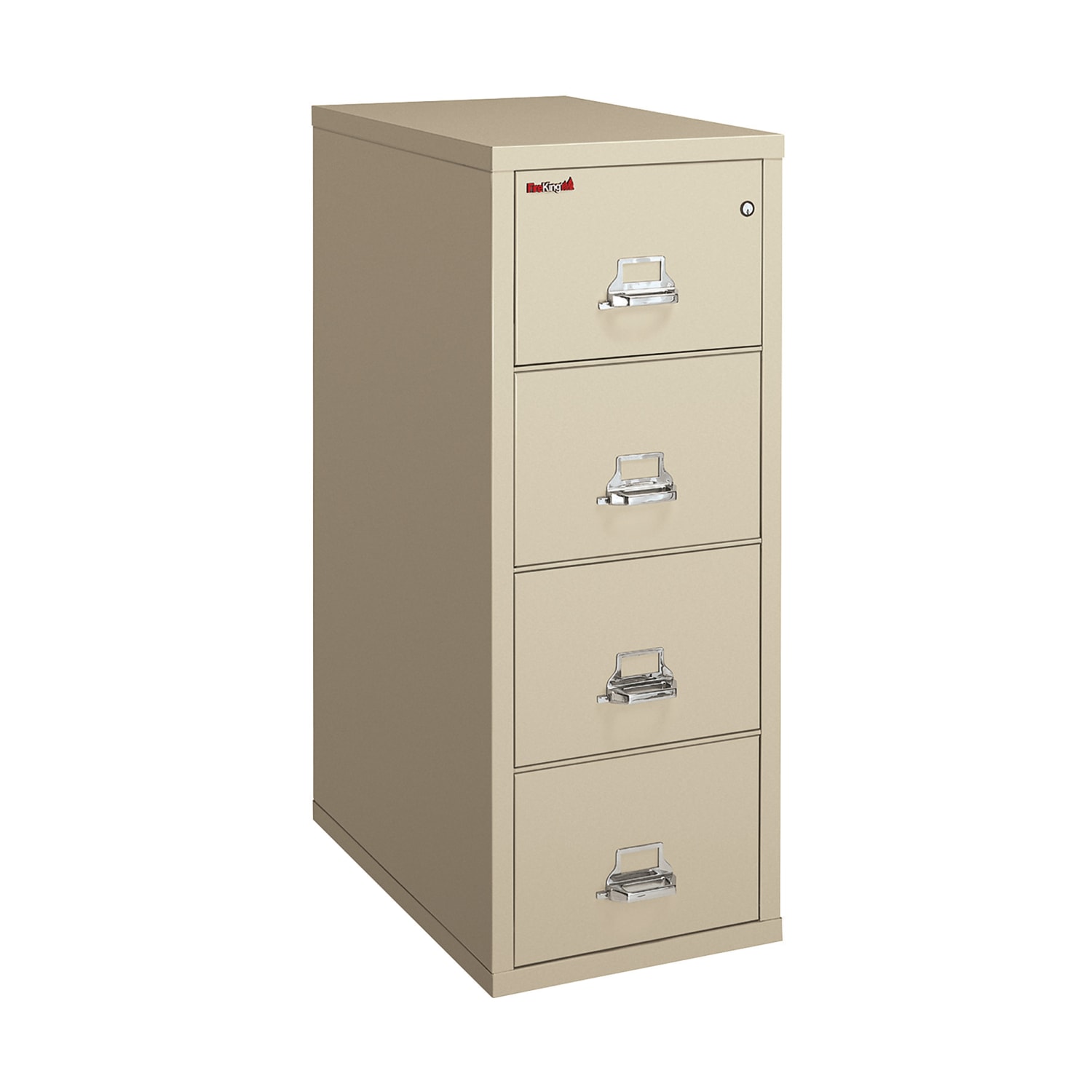 FireKing UL 1-Hour 31-5/8inD Vertical 4-Drawer Legal-Size Fireproof File Cabinet, Metal, Platinum, White Glove Delivery