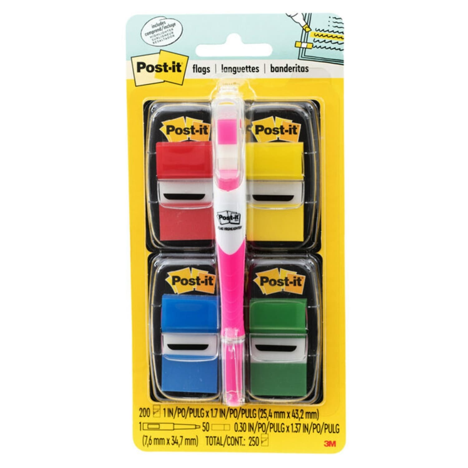Post-it Notes Flags, With Flag Gel Pen, Assorted Primary Colors, 50 Flags Per Pad, Pack Of 4 Pads - Image 4