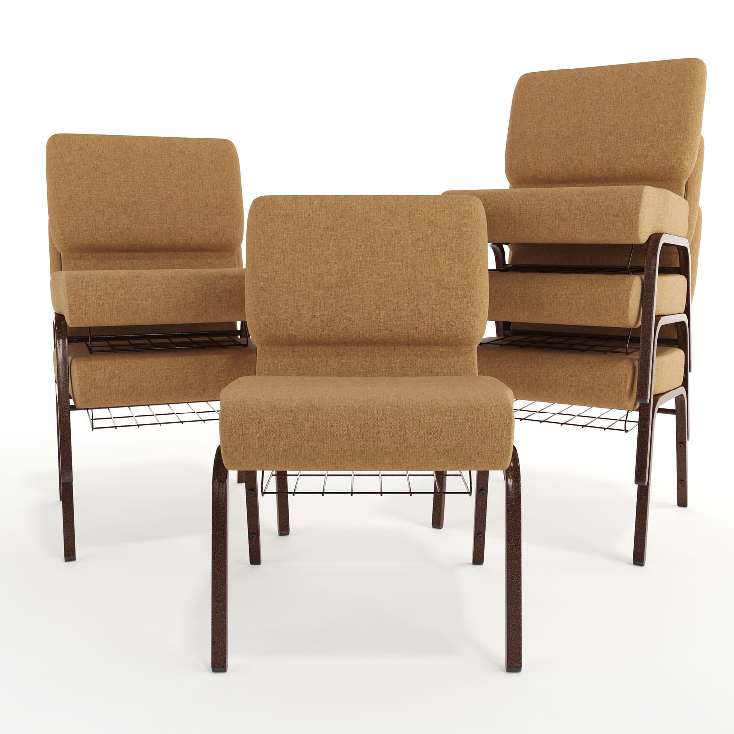 Flash Furniture HERCULES Series Church Chair With Book Rack, Caramel/Copper Vein - Image 12