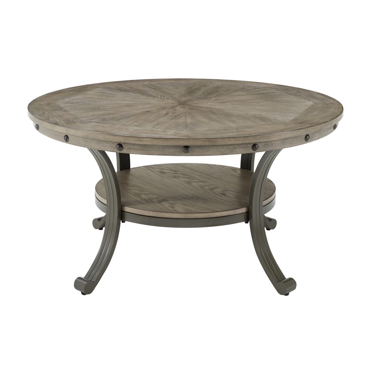 Powell Vinessa Round Coffee Table, 19inH x 36inW x 36inD, Gray/Pewter - Image 3