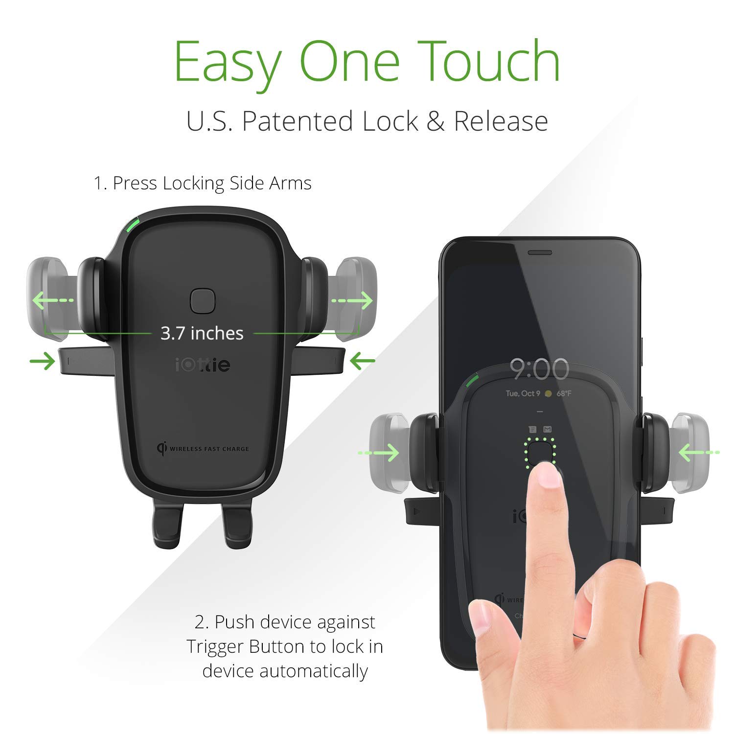 iOttie Easy One-Touch Wireless 2 Fast Charging 2-in-1 Air Vent And CD Mount, Black, HLCRIO143 - Image 6