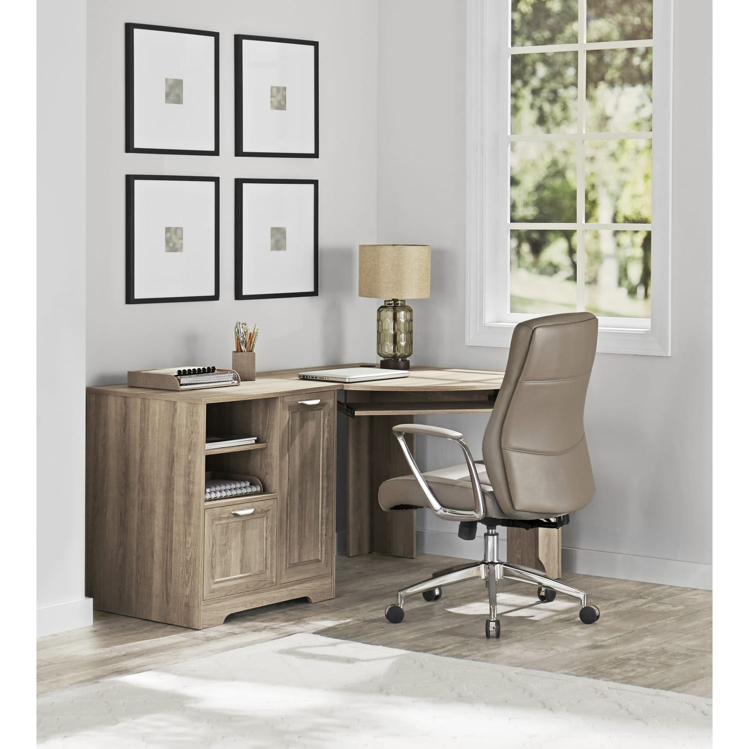 Realspace Magellan 60inW Corner Computer Desk, Blonde Ash - Image 5