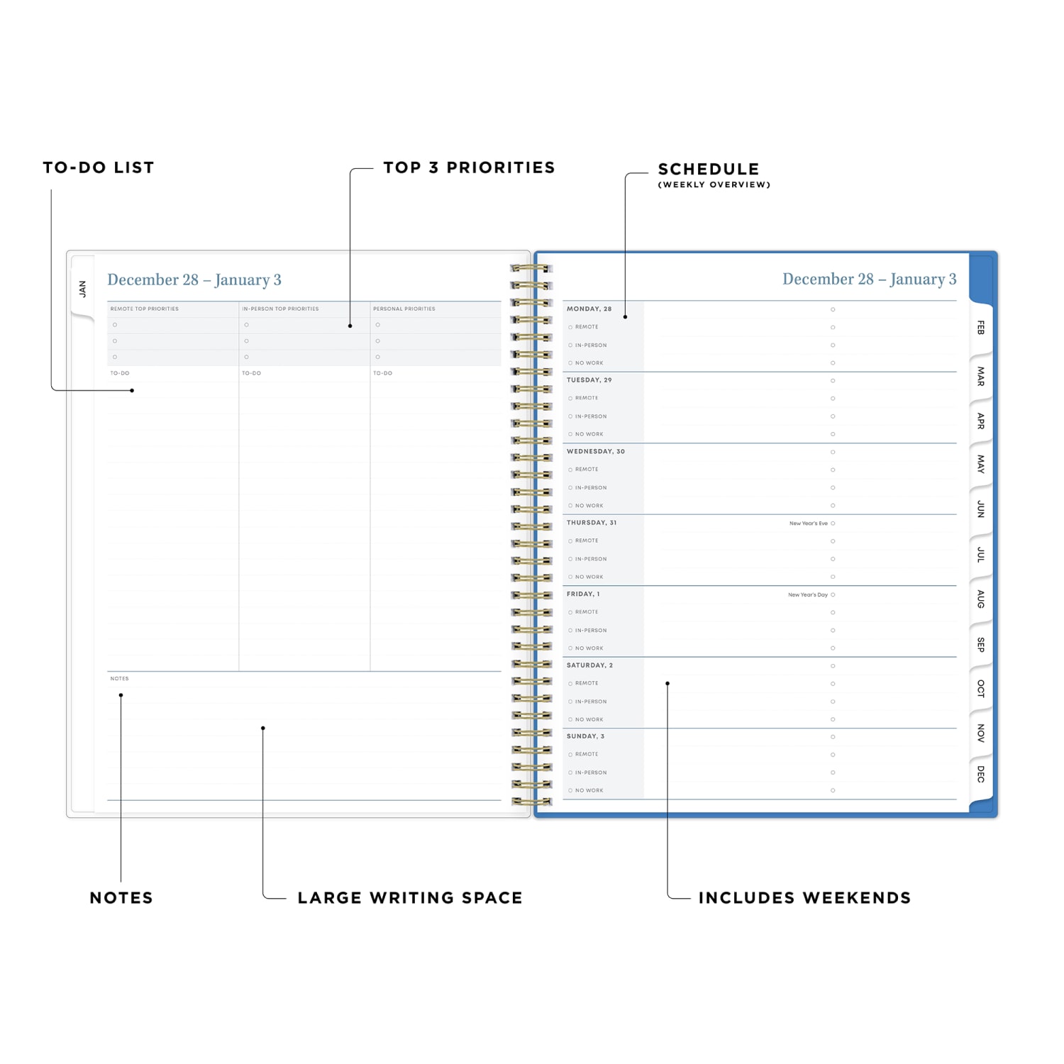 2027 Blue Sky Baritza Smooth Frosted Weekly/Monthly Planning Calendar, 8.5x11, Safety Wirebound Safety, 158964 - Image 3
