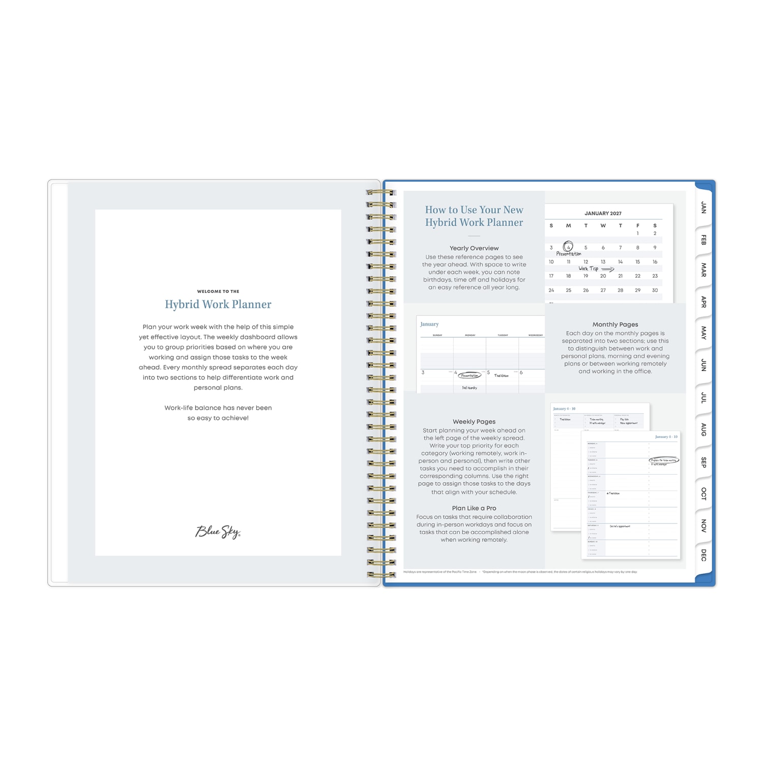 2027 Blue Sky Baritza Smooth Frosted Weekly/Monthly Planning Calendar, 8.5x11, Safety Wirebound Safety, 158964 - Image 6