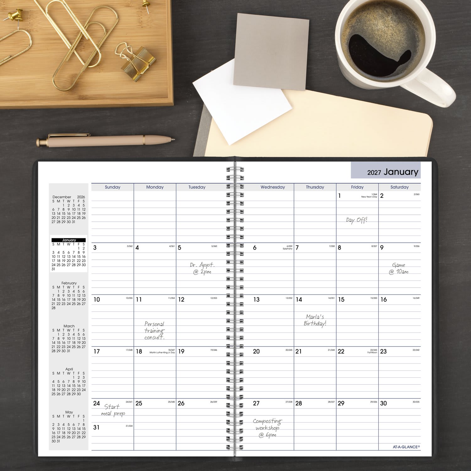 AT-A-GLANCE DayMinder 2027 Monthly Planner, Black, Large, 8in x 12in, G4700027 - Image 3