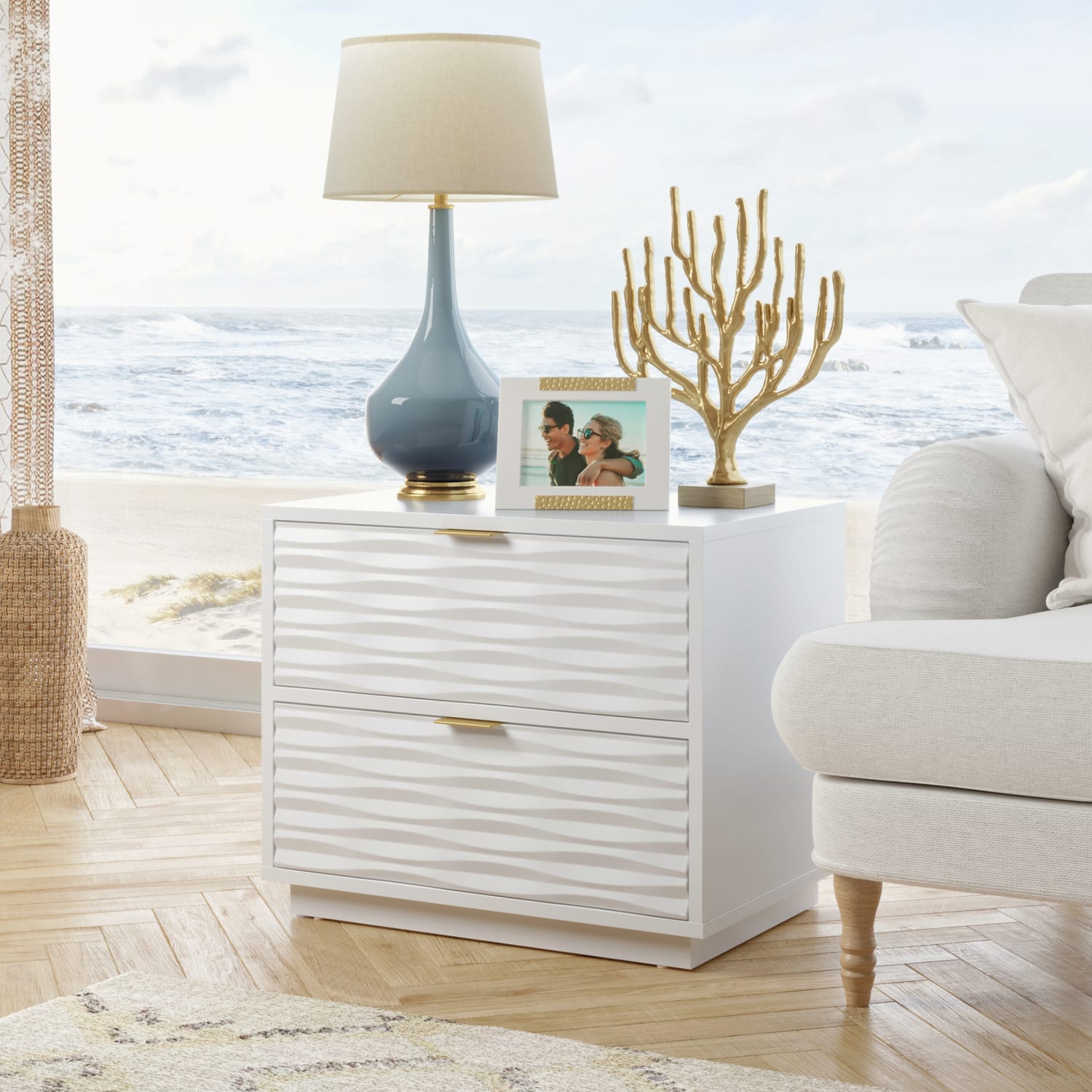 Sauder Morgan Main 2-Drawer Side Table, 19-1/3inH x 23-5/8inW x 15-3/4inD, White - Image 3