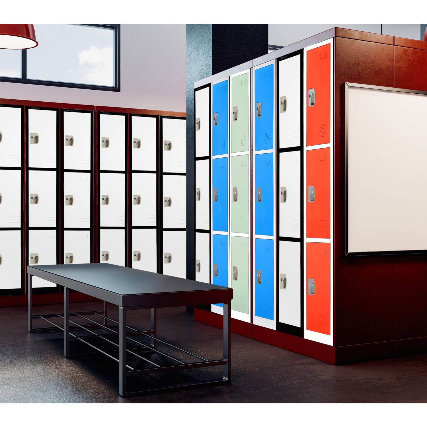 Alpine Large 3-Tier Steel Lockers, 72inH x 12inW x 12inD, Black/White, Pack Of 2 Lockers - Image 6