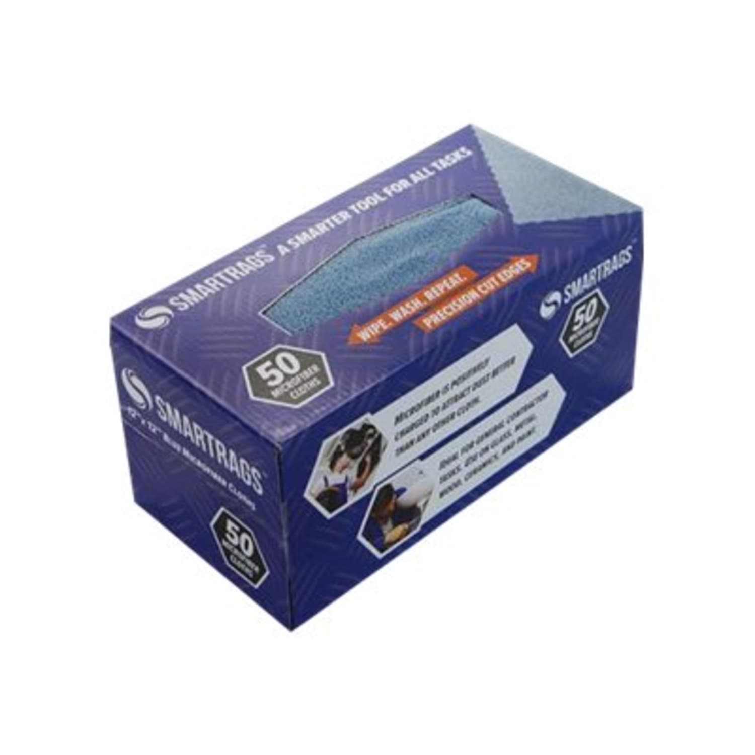 Hospeco SmartRags Disposable Microfiber Towels, 18 Gram, 180 GSM, 12in x 12in, Blue, 50 Towels Per Box, Case Of 8 Boxes - Image 4