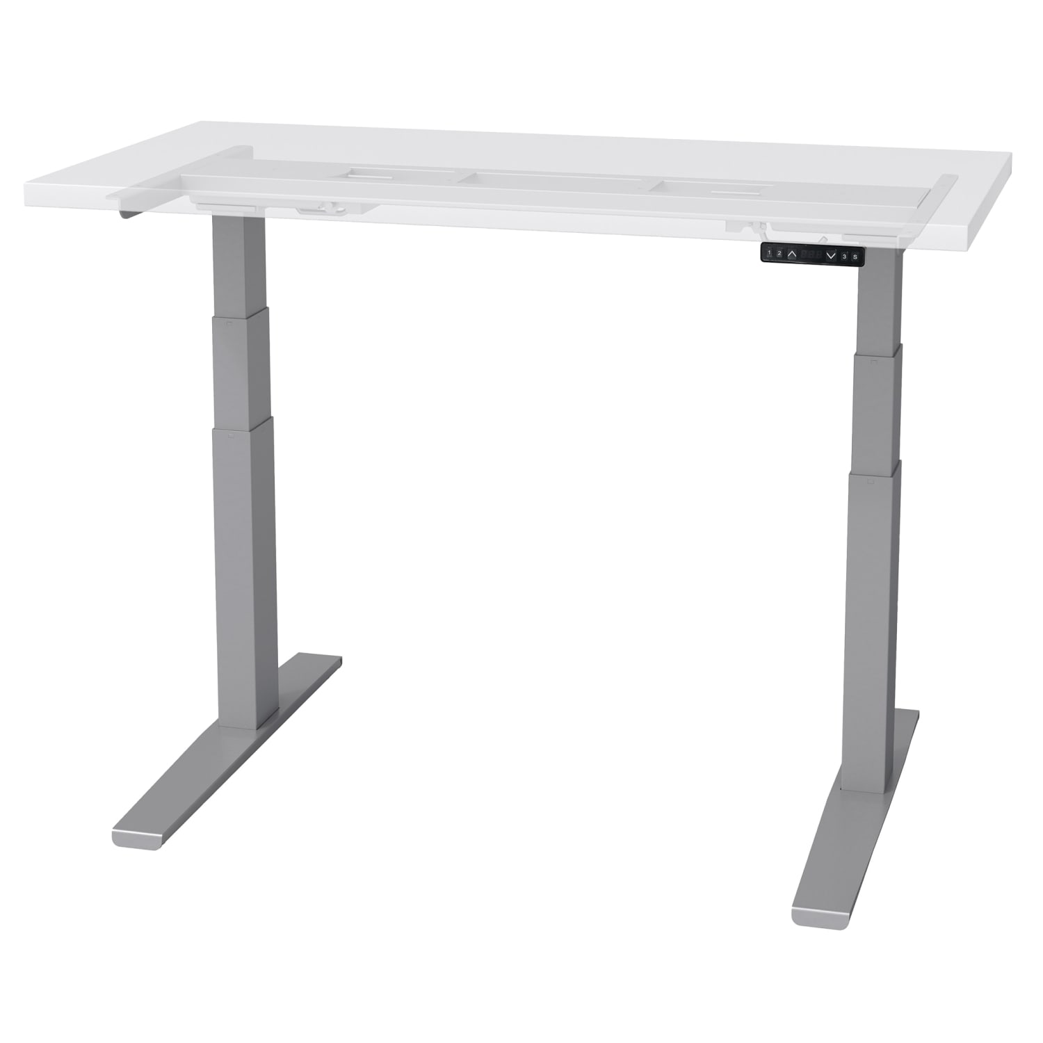 Fellowes Victory LX 2-Leg Electric Steel Table Base With Memory Height Settings, 47-1/2inH x 36inW x 30inD, Silver
