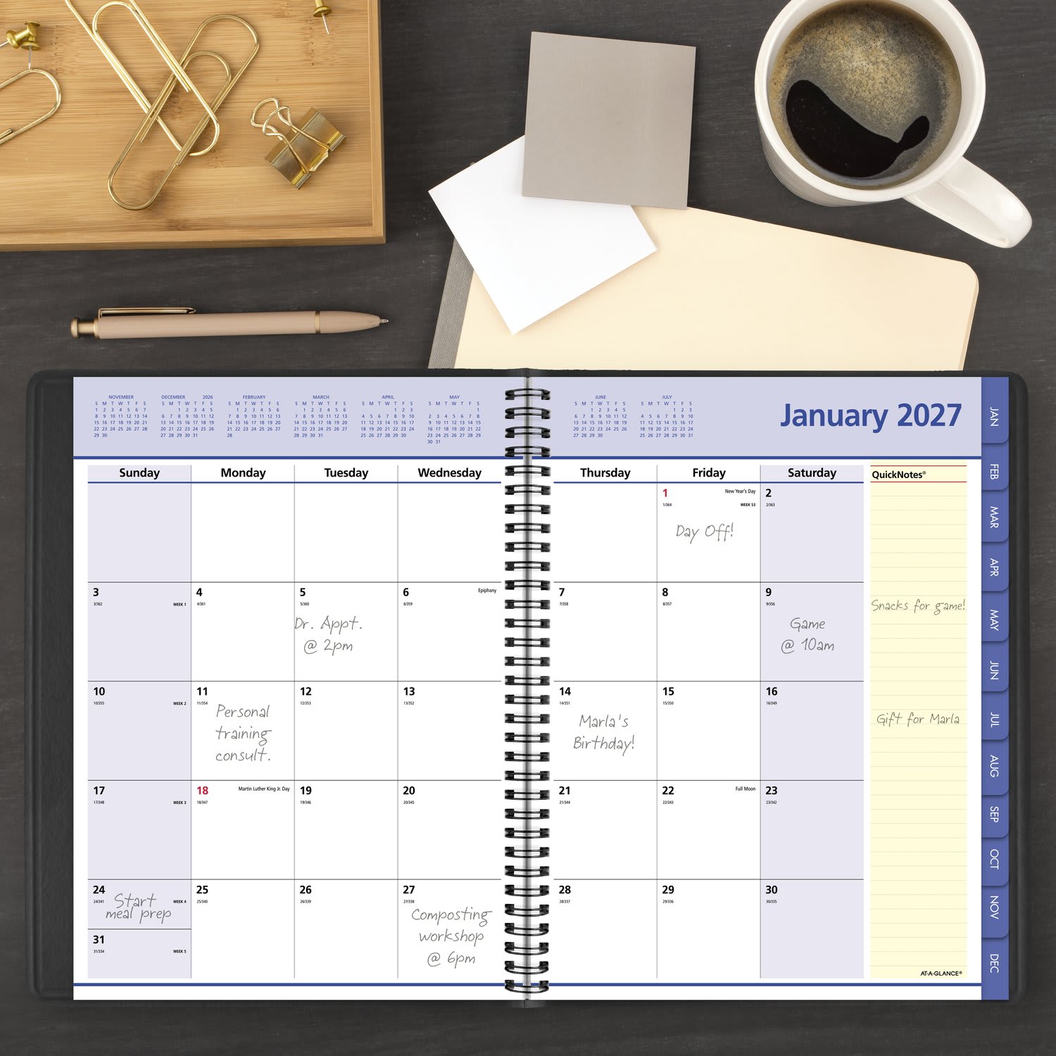 AT-A-GLANCE QuickNotes 2027 Monthly Planner, Black, Large, 8 1/4in x 11in - Image 3