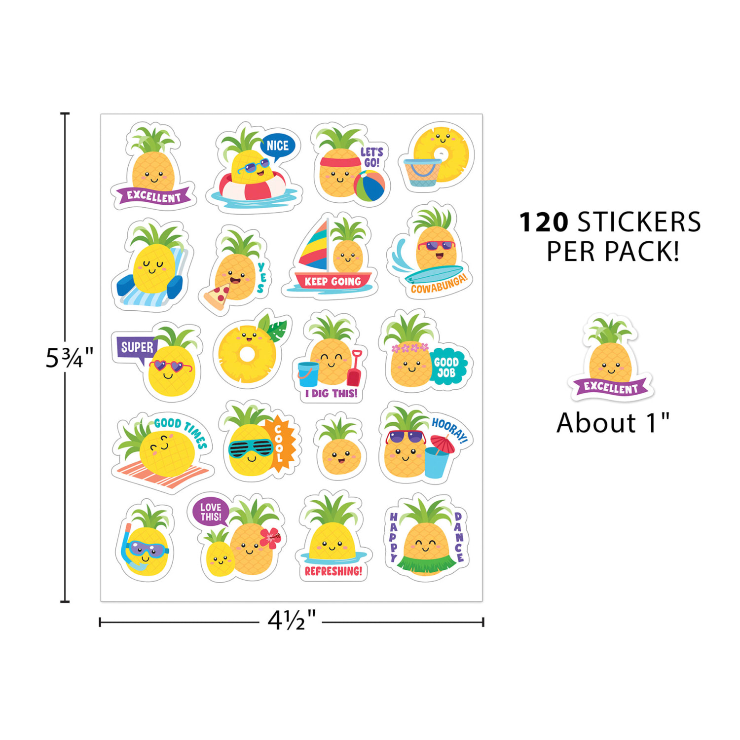 Teacher Created Resources Smelly Stickers, Pineapple, 120 Per Pack, Set Of 6 Packs - Image 4