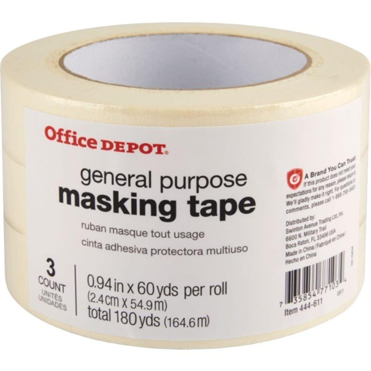 Office Depot Brand General-Purpose Masking Tape, 0.94in x 60 Yd., Pack Of 3 Rolls - Image 4