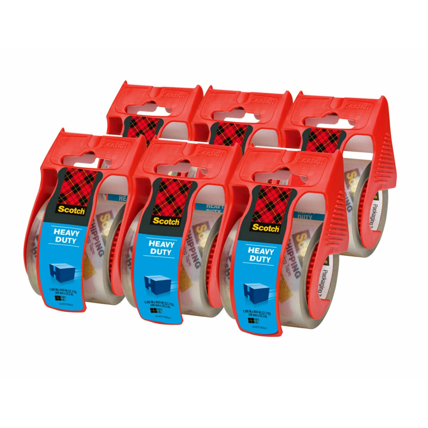 Scotch Heavy Duty Shipping Packing Tape, 6 Tape Rolls with Dispensers, 1 7/8 in x 22.2 yd, 1.5in Core, Designed for Packing, Shipping and Mailing, Guaranteed to Stay Sealed, Clear - Image 3