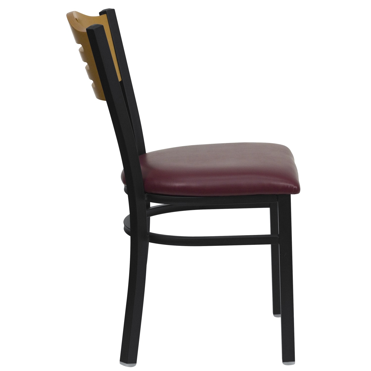 Flash Furniture Slat Back MetalVinyl Restaurant Accent Chair BurgundyNaturalBlack PopularChairscom