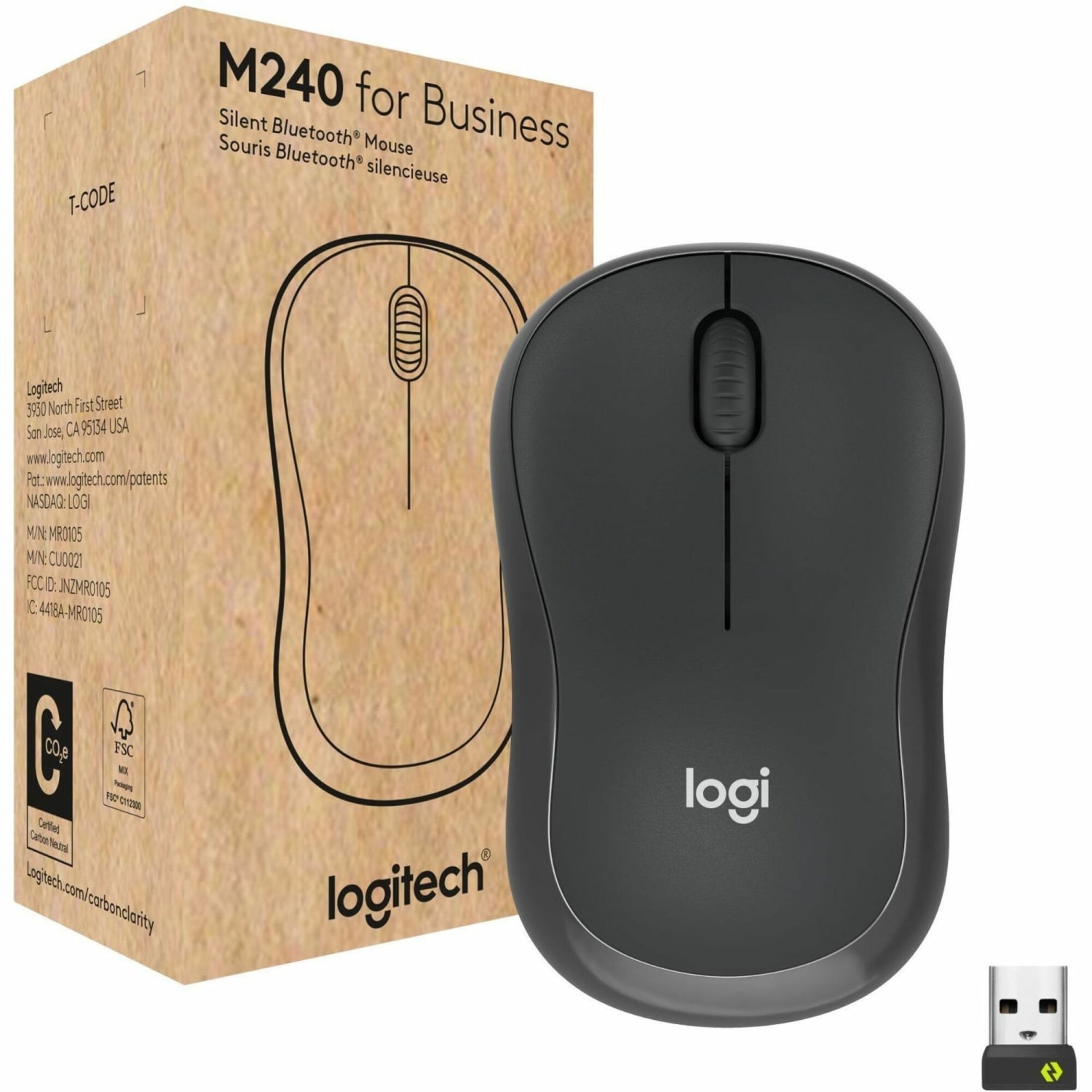 Logitech M240 for Business Silent Wireless Mouse, Secure Logi Bolt USB Receiver, Graphite - Optical - 910007181 - Image 3