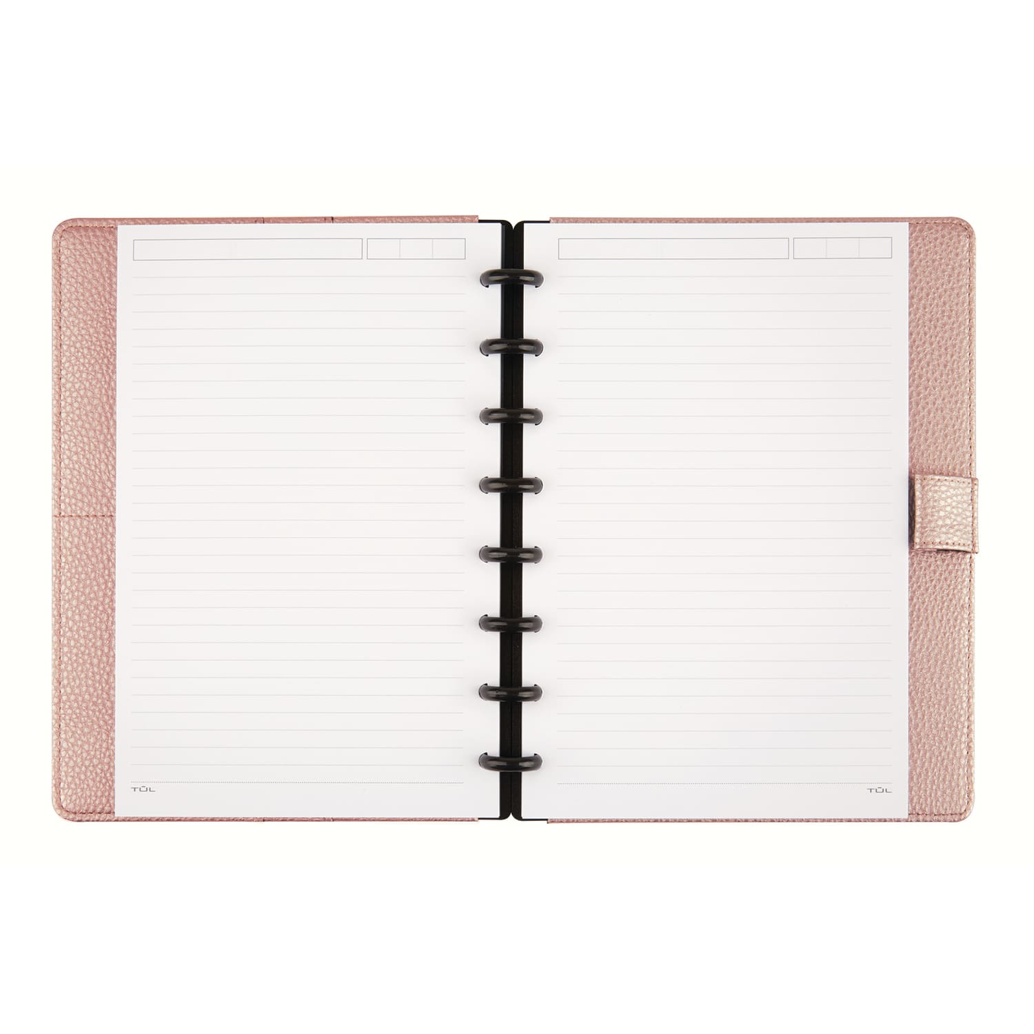 TUL Discbound Notebook With Pebbled Leather Cover, Junior Size, Narrow Ruled, 60 Sheets, Rose Gold - Image 3