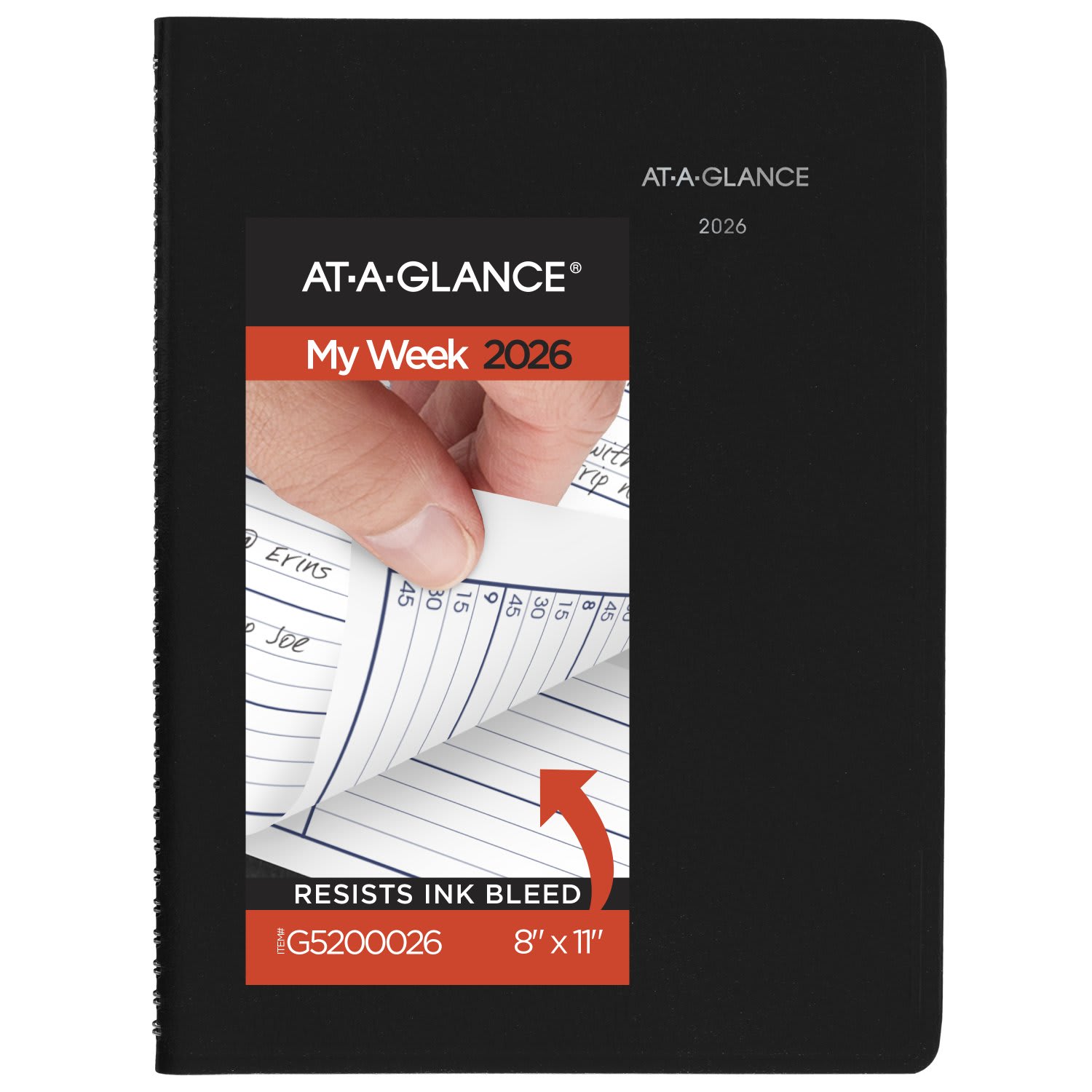 AT-A-GLANCE DayMinder 2026 Weekly Appointment Book Planner, Black, Large, 8in x 11in