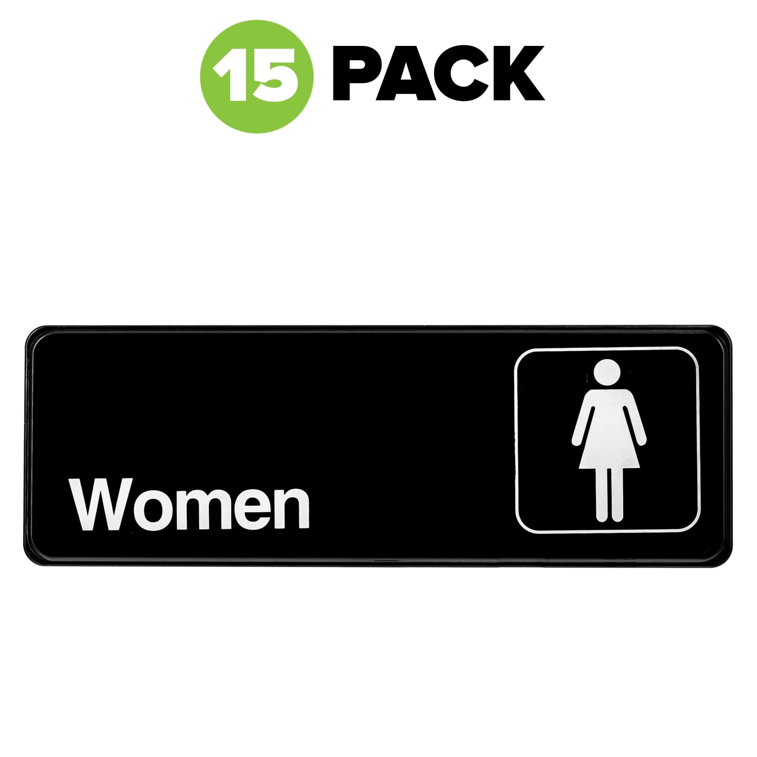 Alpine Womens Restroom Signs, 3in x 9in, Black/White, Pack Of 15 Signs - Image 3