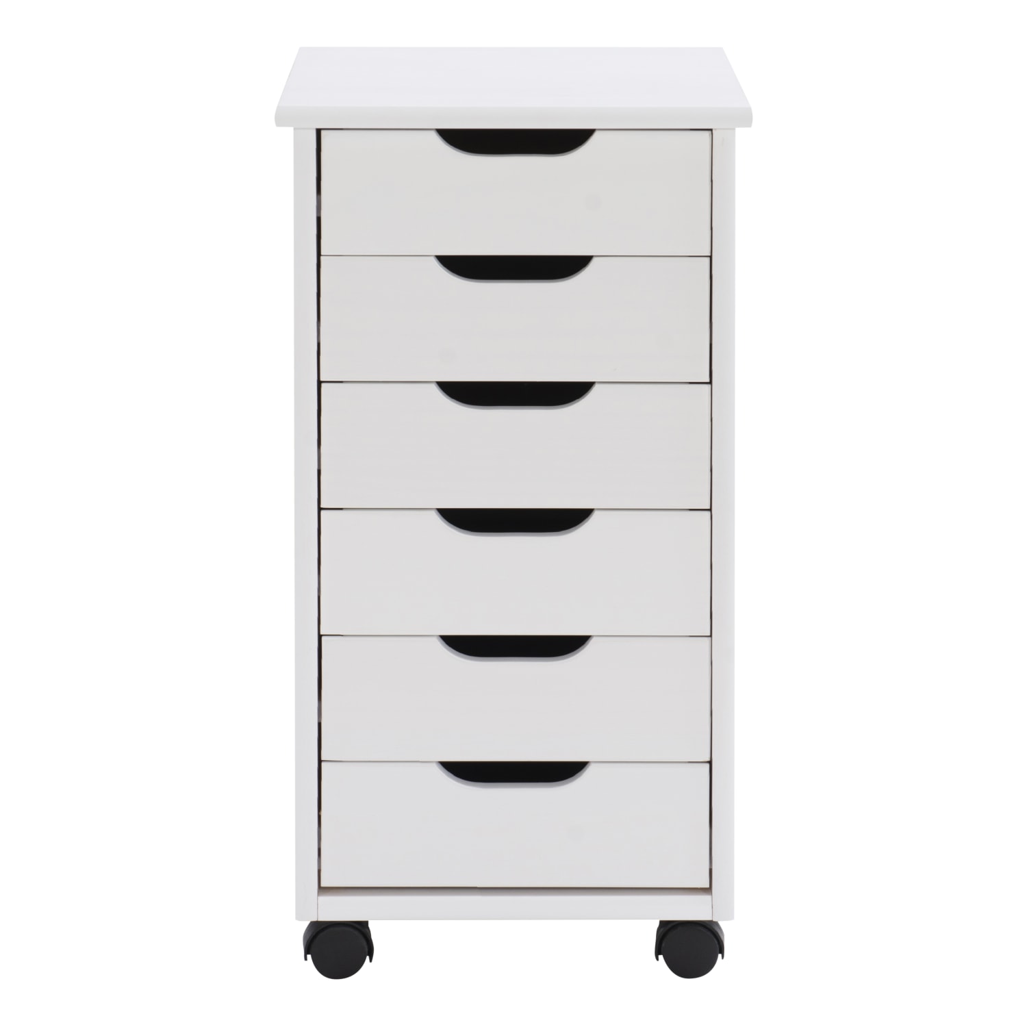 LinonCasimer 6-Drawer Rolling Home Office Storage Cart, White - Image 3