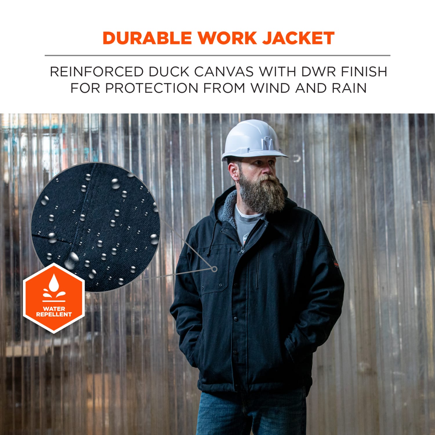 Ergodyne N-Ferno 6468 Heavy-Duty Duck Canvas Work Jacket, Medium, Black - Image 4