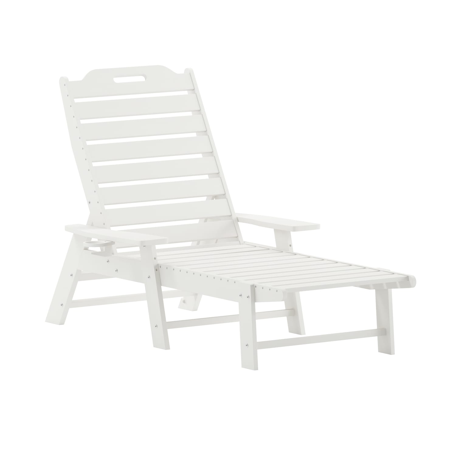 Flash Furniture Monterey All-Weather Adjustable Adirondack Lounge Chair with Cup Holder, White - Image 3
