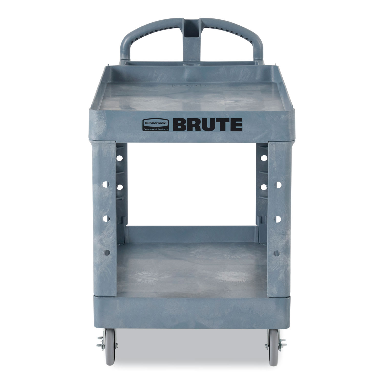 Rubbermaid Commercial BRUTE Heavy-Duty Ergo Handle Utility Cart, Plastic, Two Shelves, 500 lb Capacity, 25.5in x 44in x 39in, Gray - Image 6