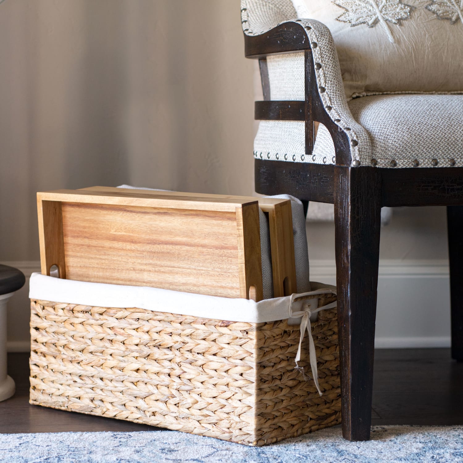 Rossie Home Lap Tray With Pillow Basket Set, 4-1/8inH x 17-1/2inW x 4-1/8inD, Natural Acacia, Set Of 2 Lap Trays - Image 3