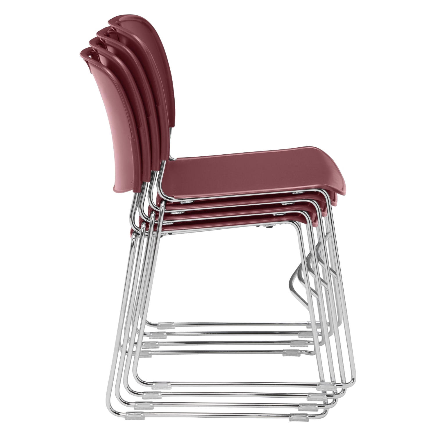 National Public Seating 8500 Ultra-Compact Plastic Stack Chairs, Wine/Chrome, Set Of 4 Chairs - Image 5