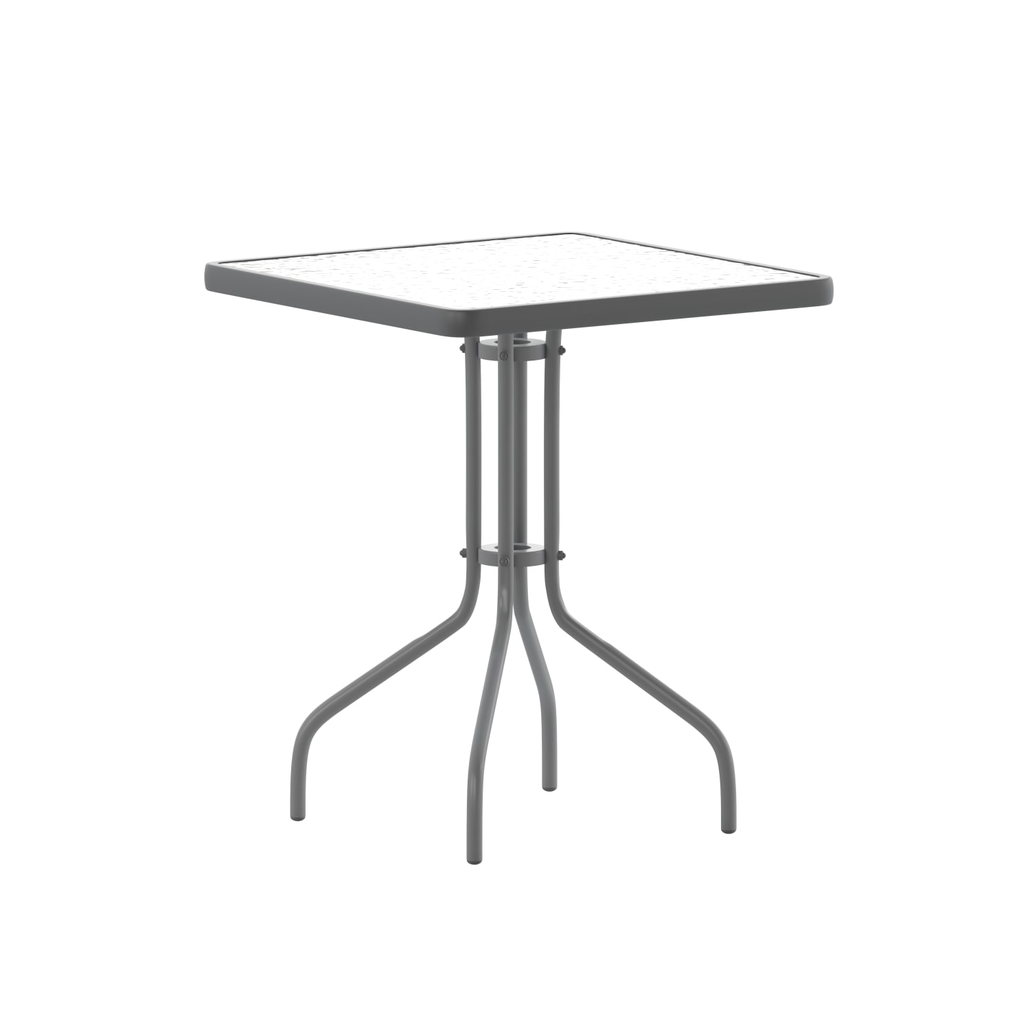 Flash Furniture Barker Square Tempered-Glass Metal Outdoor Furniture Table, 28inH x 23-1/2inW x 23-1/2inD, Clear/Silver - Image 3