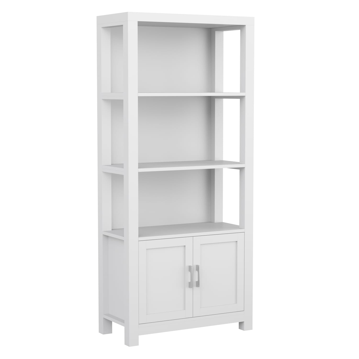 Martha Stewart Hutton 68inH 4-Shelf Shaker Bookcase With Storage Cabinet, Gray/Brushed Nickel - Image 3