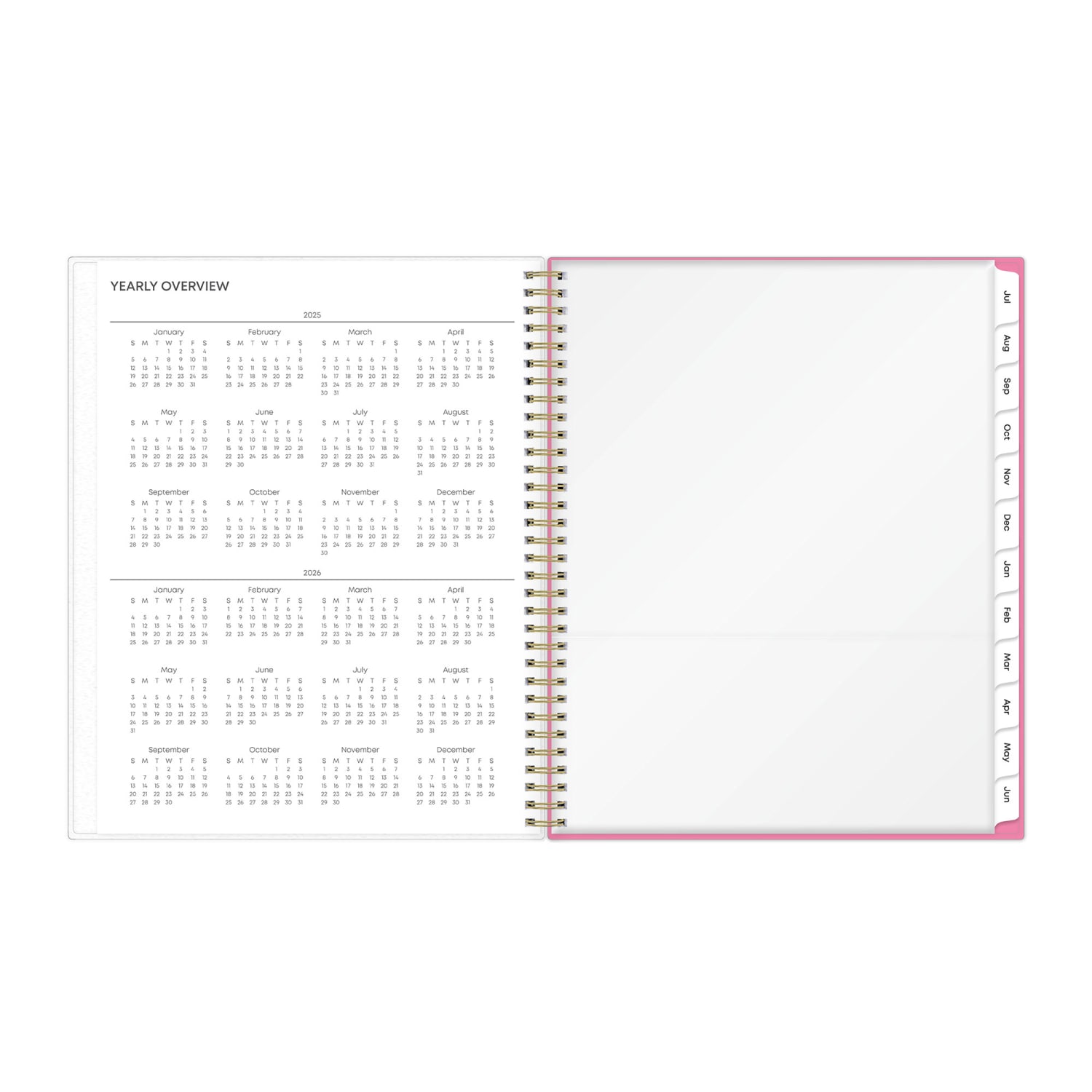 2025-2026 Blue Sky Roosevelt Pink Frost Weekly/Monthly Academic Planning Calendar, 8-1/2in x 11in, July 2025 to June 2026, 128691-A - Image 5