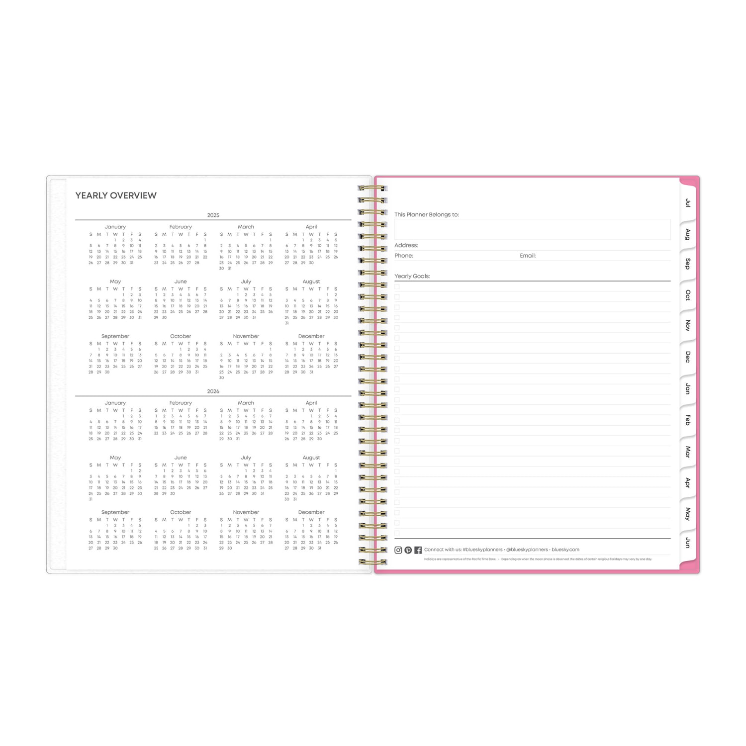 2025-2026 Blue Sky Roosevelt Pink Frost Weekly/Monthly Academic Planning Calendar, 8-1/2in x 11in, July 2025 to June 2026, 128691-A - Image 6