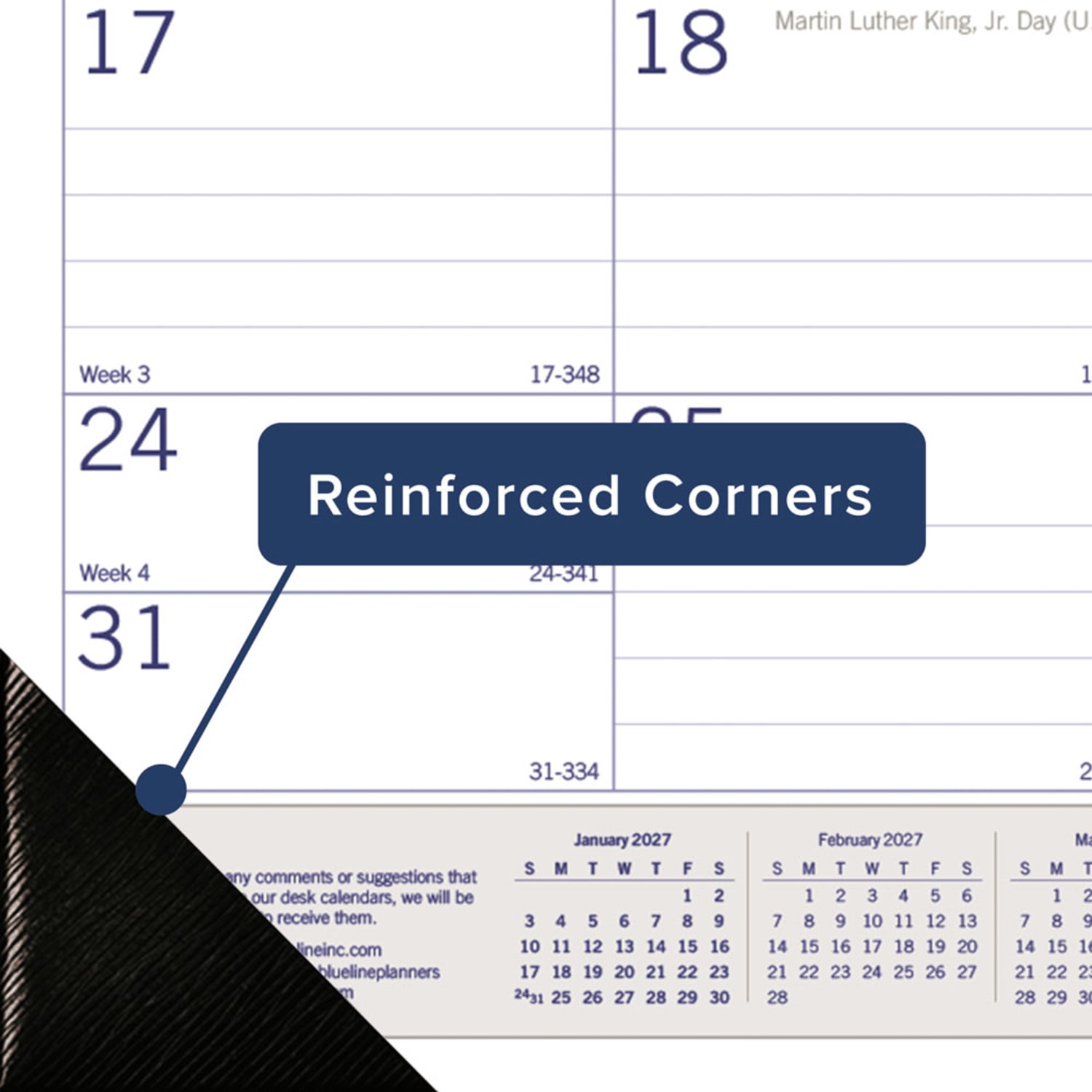 2027 Blueline DuraGlobe Monthly Desk Pad Calendar, 22in x 17in, Blue/White, January To December, C177227, Total Qty 1 - Image 5
