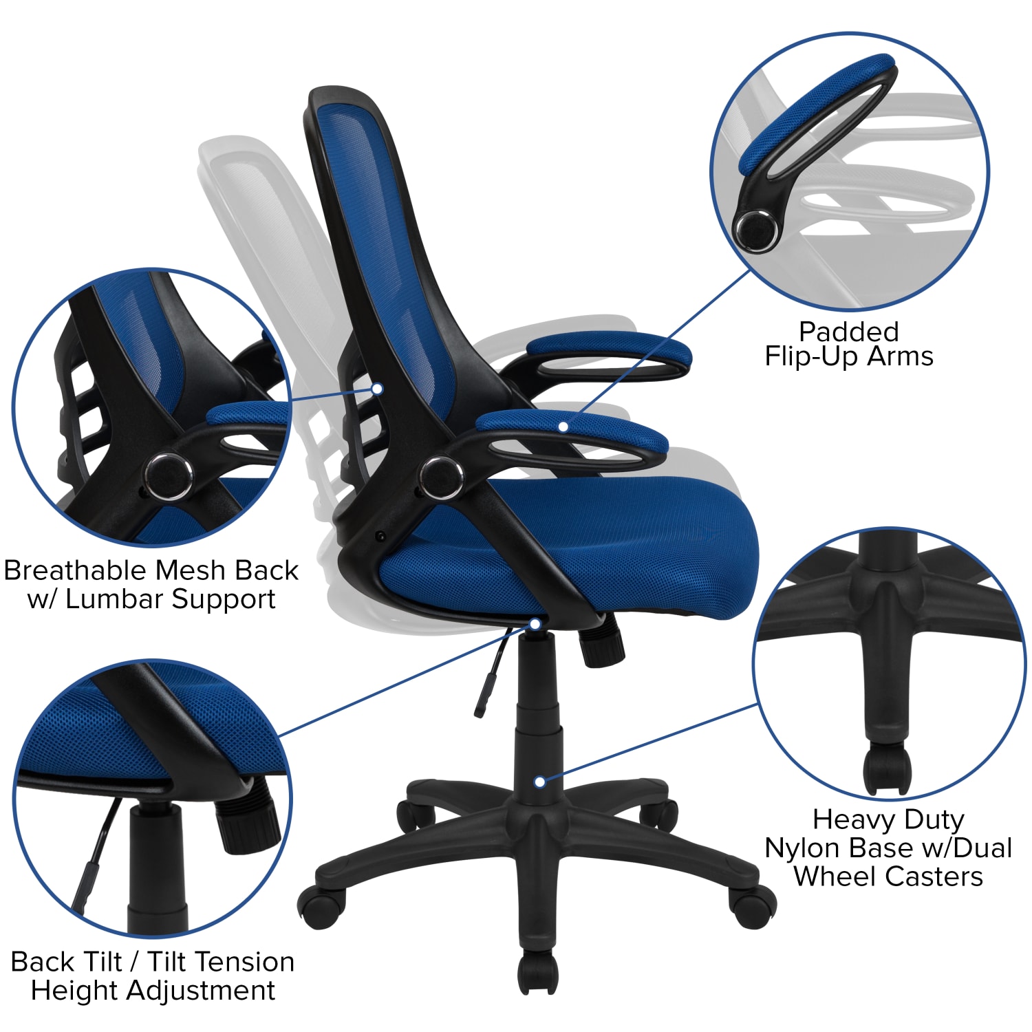 Flash Furniture Porter Ergonomic Mesh HighBack Office Chair Blue PopularChairscom Flash Furniture Porter Ergonomic Mesh High Back Office Chair Blue PopularChairscom