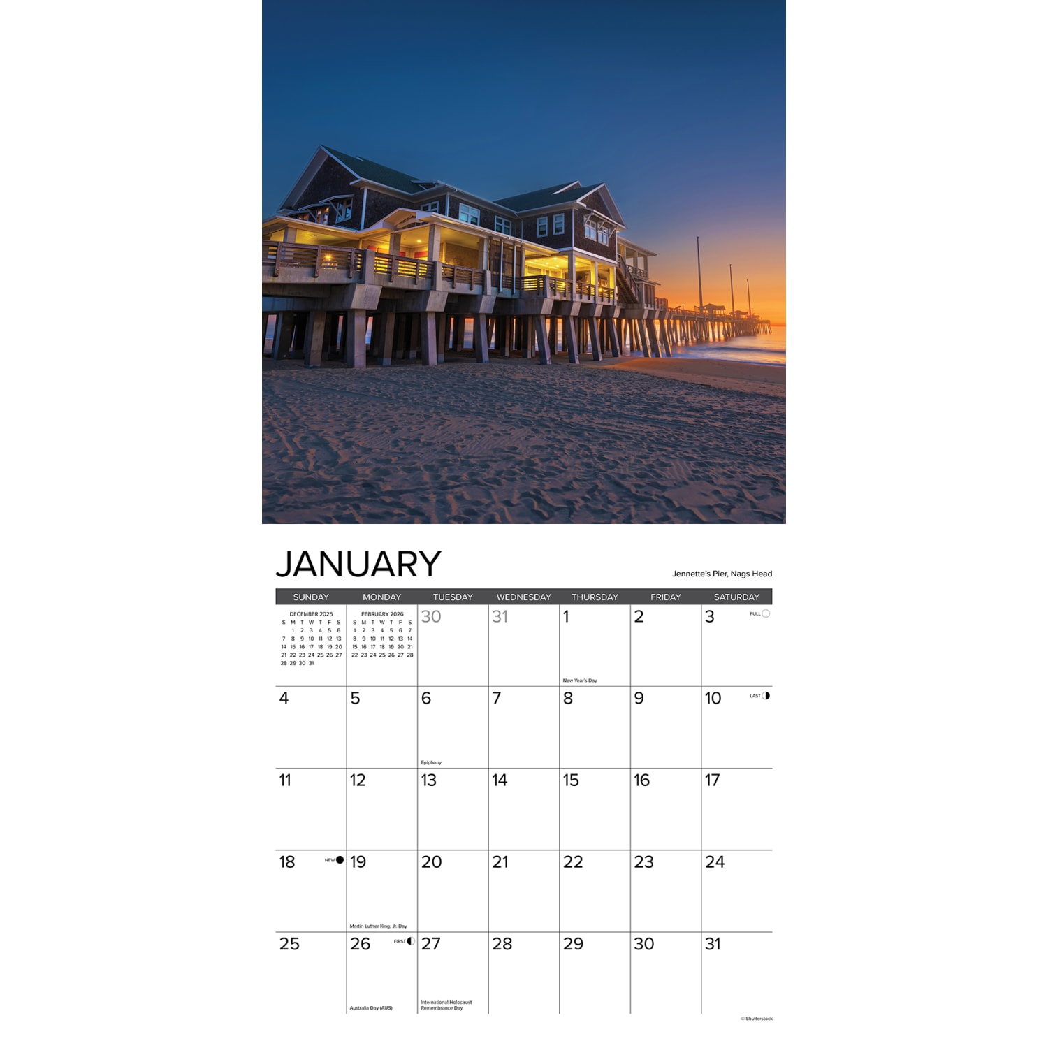 2026 Willow Creek Press Scenic Monthly Wall Calendar, 12in x 12in, Outer Banks, January To December, 52242 - Image 3