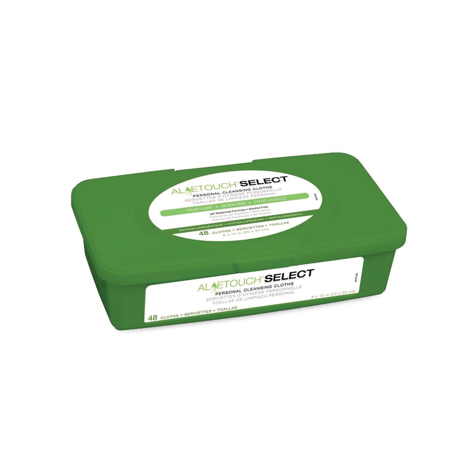 Aloetouch SELECT Premium Spunlace Personal Cleansing Wipes, Scented, 8in x 12in, White, 48 Wipes Per Pack, Case Of 12 Packs - Image 4