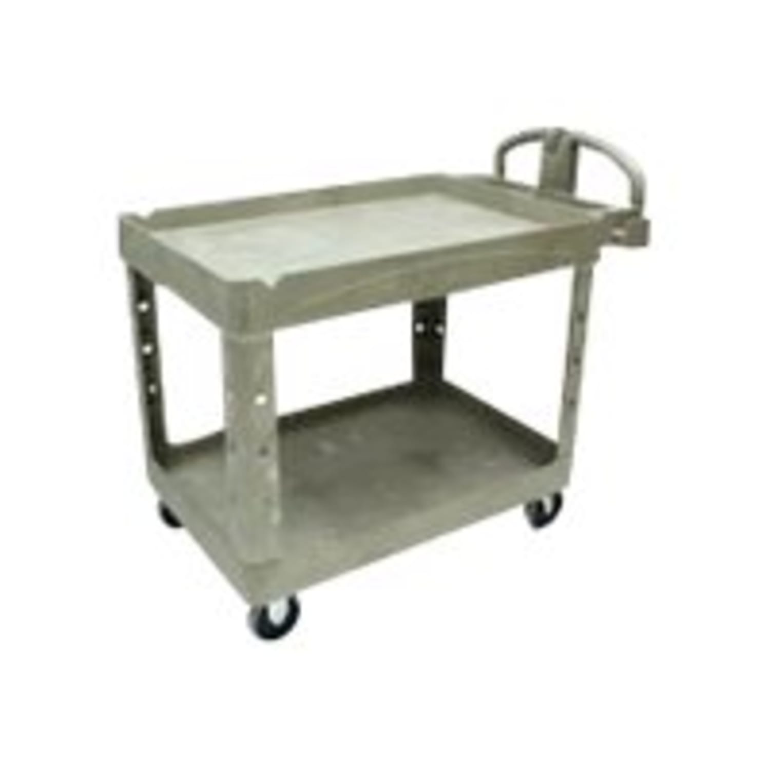 Rubbermaid Two-Tiered Full-Service Cart, 33 1/4inH x 45 1/4inW x 25 3/4inD, Beige - Image 3