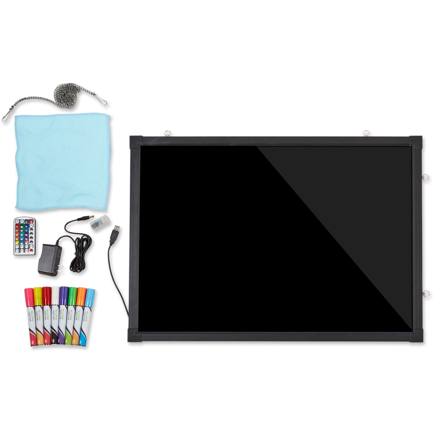 Alpine LED Illuminated Hanging Message Writing Board, 19-3/4inW x 27-5/8inH, Clear/Black - Image 3