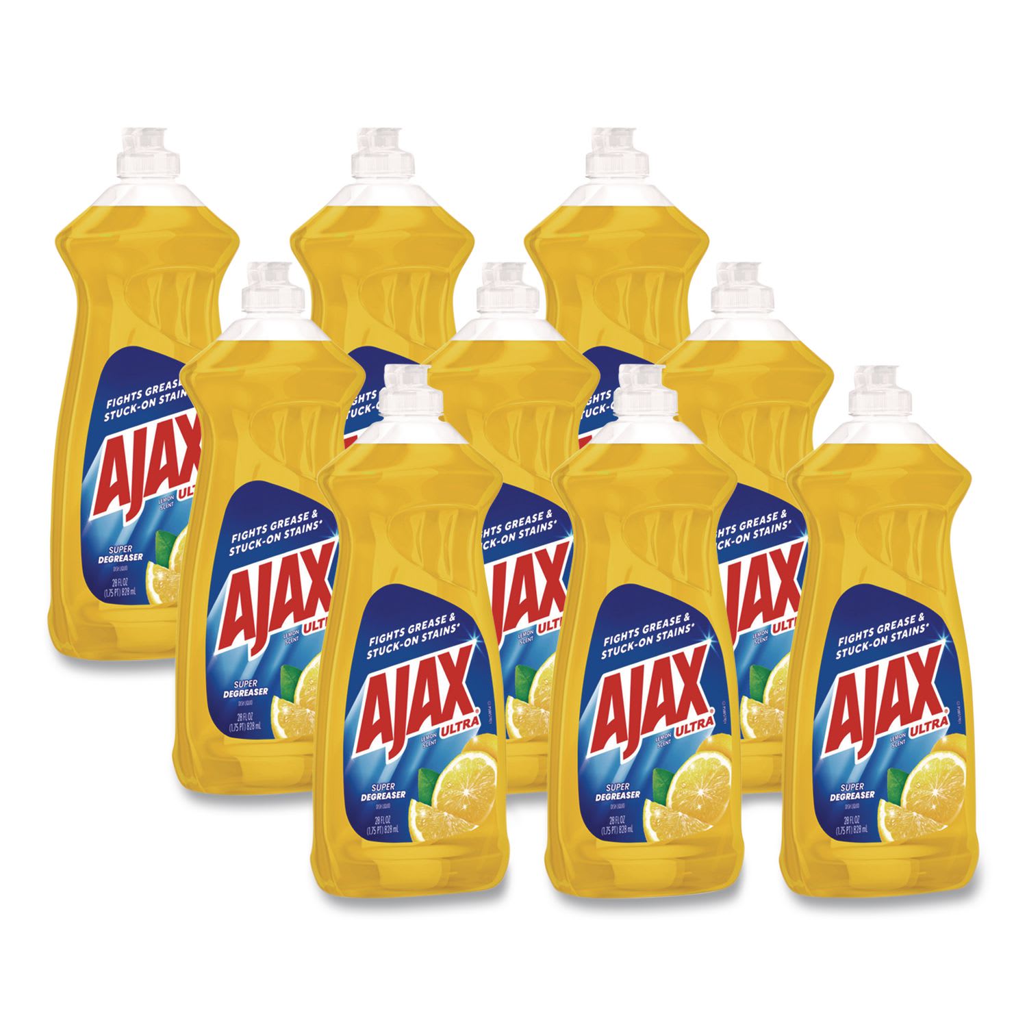 Ajax Dishwashing Detergent, Lemon Scent, 28 Oz Bottle, Case Of 9